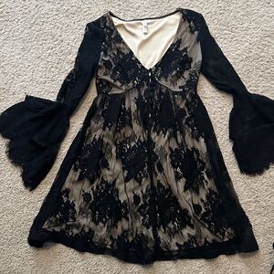 Xhilaration Black Lace Long Sleeve Dress